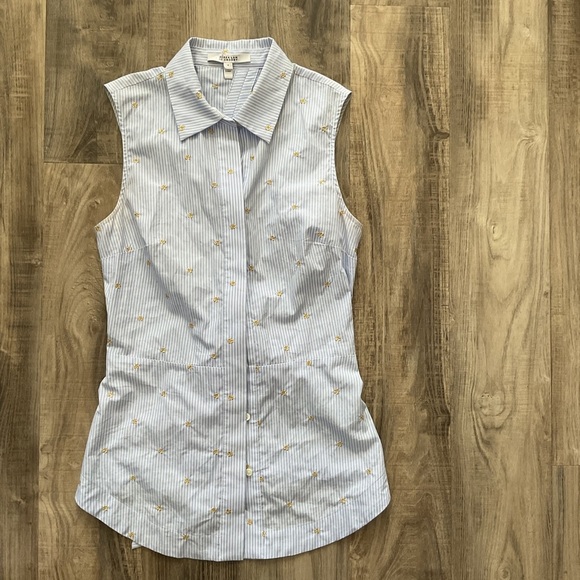 Derek Lam 10 Crosby Striped Lace Up Back Sleeveless Shirt Button Front Size4 - Picture 1 of 5